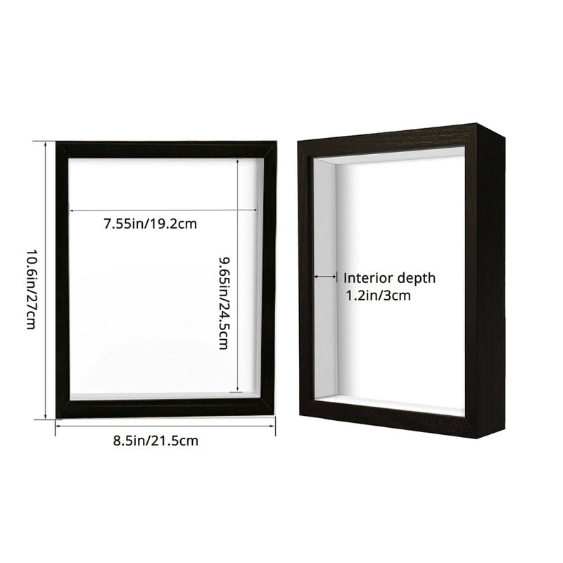 SUNMEG 8x10 Shadow Box Frame Display Case, Wood with Plexiglass, Display Case Box for Memorabilia, Medal, Crafts,Tickets and Photos, Picture Frame for Wall and Tabletop (Black, 8x10) - Image 2