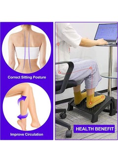 Arabest Adjustable Under Desk Footrest, Foot Rest for Under Desk at Work with Massage, Foot Stool Under Desk with 6 Height Position Adjustment, Ergonomic Foot Rest for Home, Office  - Image 2