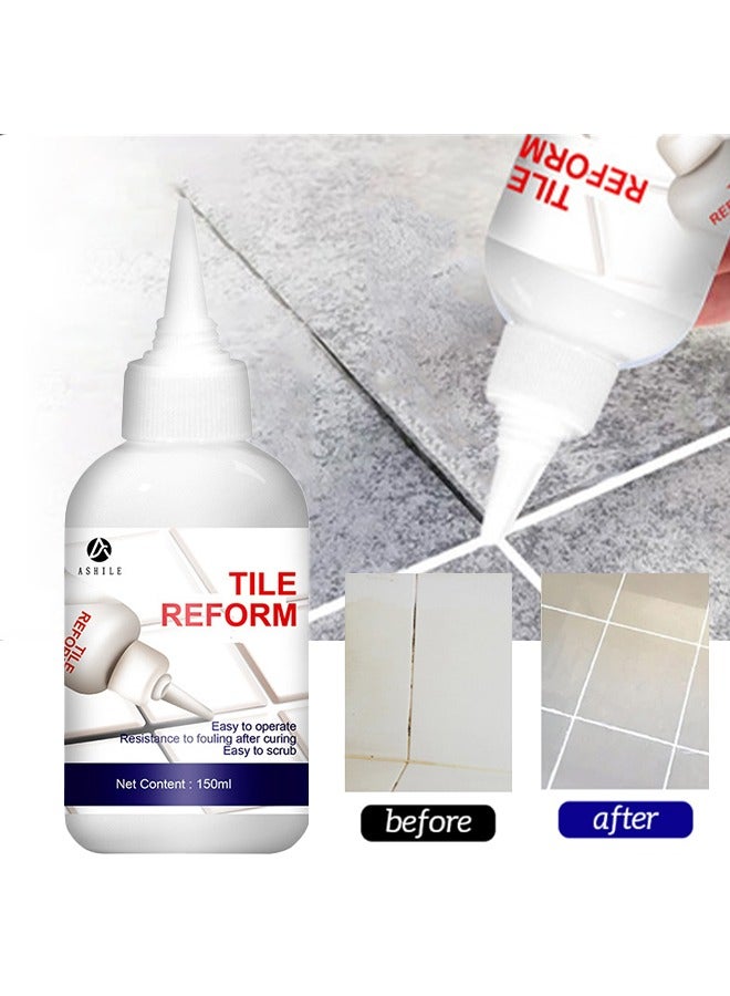 ASHILE Tile Reform,White Grout, Tiling Tile Repair ,Tile Gap Refill Agent ,Tile Reform Coating Mold Cleaner ,Tile Sealer Repair Glue 150ML  - Image 1