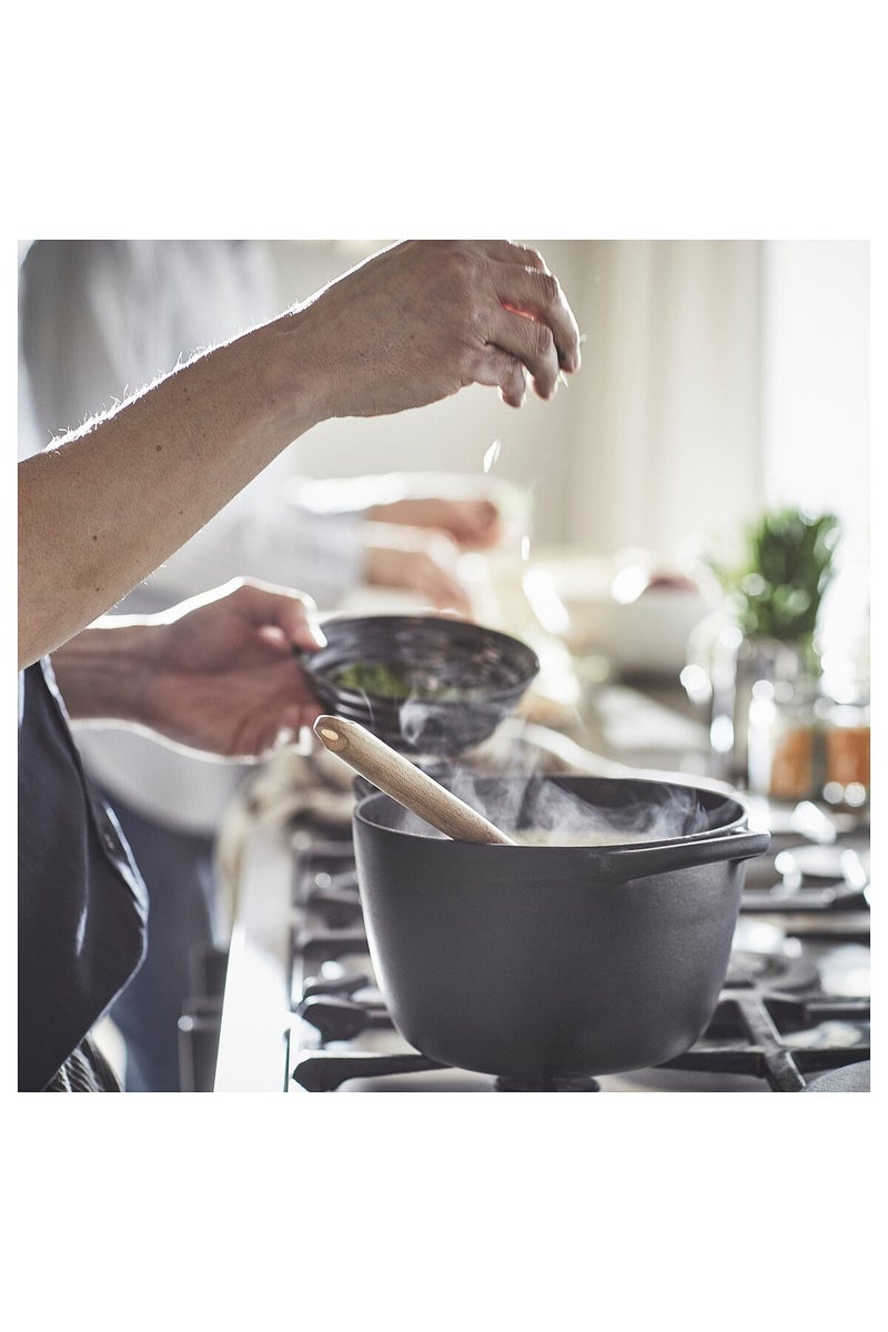 VARDAGEN Pot with lid, enamelled cast iron matt/black, 3 l - Image 3