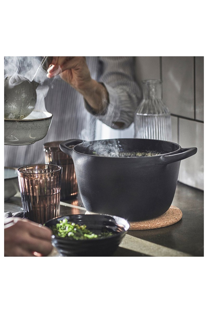 VARDAGEN Pot with lid, enamelled cast iron matt/black, 3 l - Image 5