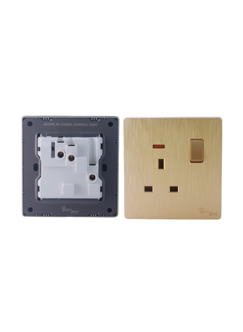 Happy Light 13 Amp Triple Plug with Piano Gold Color Switch - Image 1