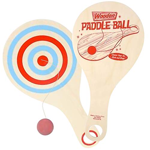 ArtCreativity Wooden Paddle Balls 11 Inch Paddle Ball with String Pack of 2 Paddleball Outdoor Game Kids Toys Sports Party Favors Goodie Bag Stuffers Fun Activity for Kids and Adults - Image 1