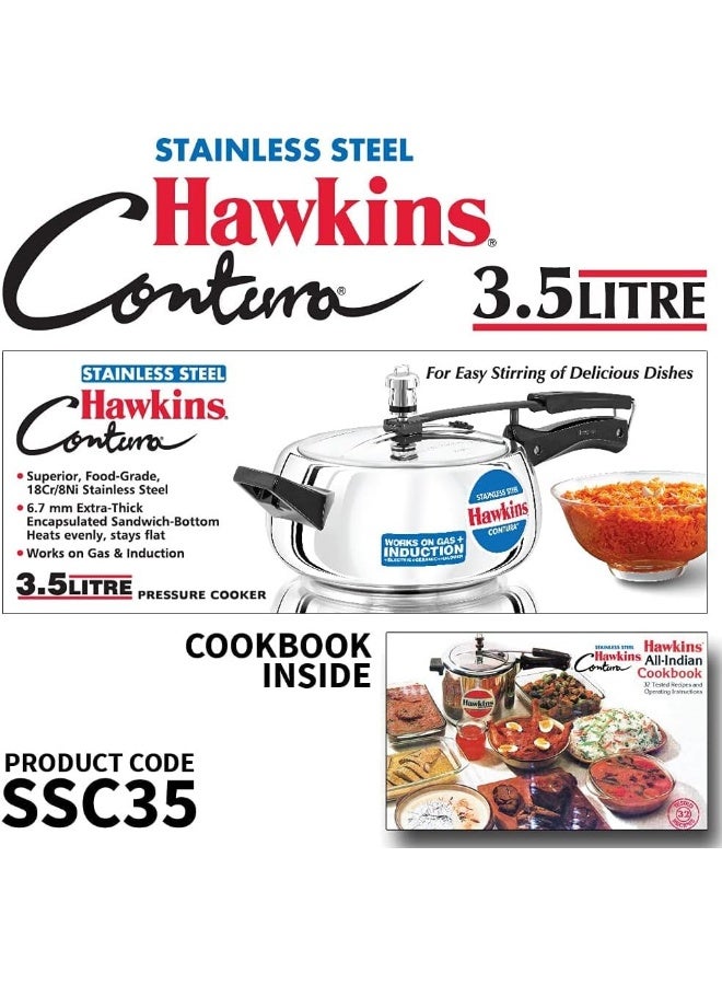 Hawkins طباخ ضغط كونتورا من الفولاذ المقاوم للصدأ، مع غطاء داخلي، متوافق مع الحث (SSC35)، فضي - Image 2