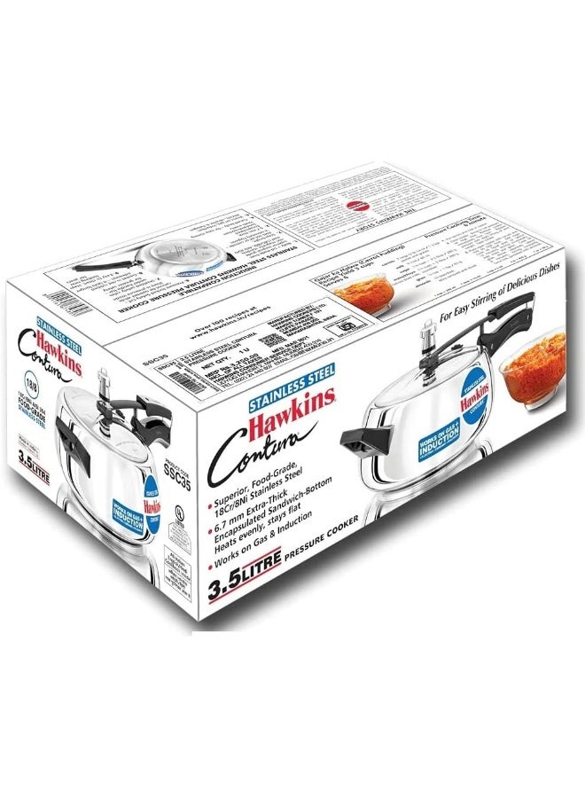 Hawkins طباخ ضغط كونتورا من الفولاذ المقاوم للصدأ، مع غطاء داخلي، متوافق مع الحث (SSC35)، فضي - Image 3