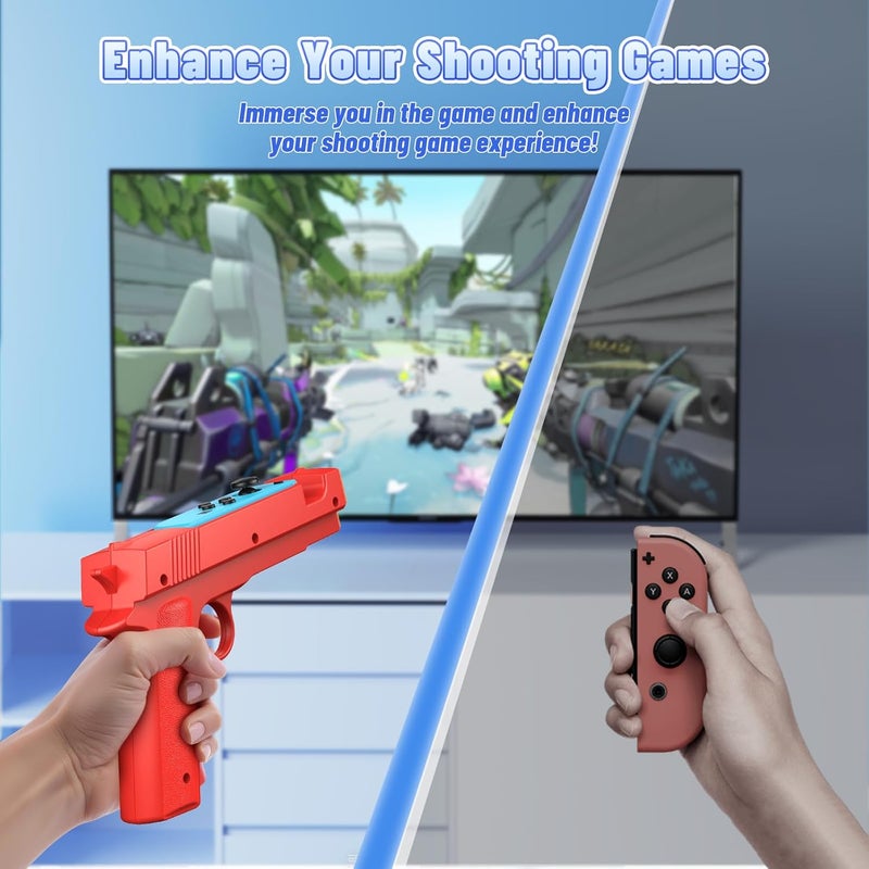 FASTSNAIL Controller Grips for Nintendo Switch/Switch OLED for Joy-Con, Replacement for Switch Joycon Controller Game Gun Hand Grips for Switch Joycons/Switch OLED (Blue+Red) - Image 2