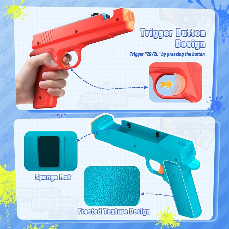 FASTSNAIL Controller Grips for Nintendo Switch/Switch OLED for Joy-Con, Replacement for Switch Joycon Controller Game Gun Hand Grips for Switch Joycons/Switch OLED (Blue+Red) - Image 3