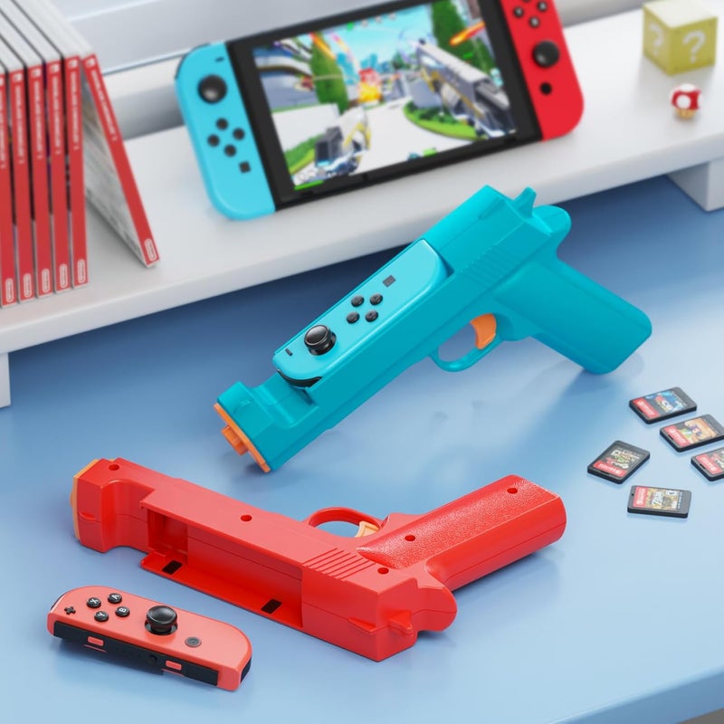 FASTSNAIL Controller Grips for Nintendo Switch/Switch OLED for Joy-Con, Replacement for Switch Joycon Controller Game Gun Hand Grips for Switch Joycons/Switch OLED (Blue+Red) - Image 4
