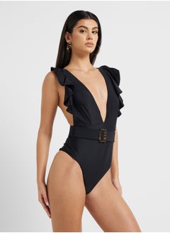 ELLA Plunge Neck Swimsuit With Beach Sarong  - Image 3