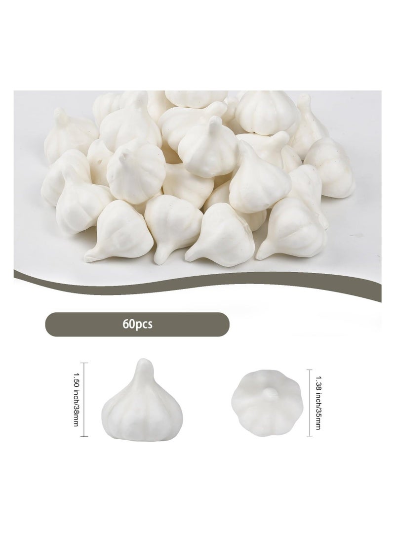 كابتن تيك 60Pcs Foam Fruit Artificial Garlic, Simulation Realistic Lifelike Models Artificial Vegetables for Party Autumn Supplies Farmhouse Restaurant Photography Props, Lightweight, Easy to Carry (White) - Image 5