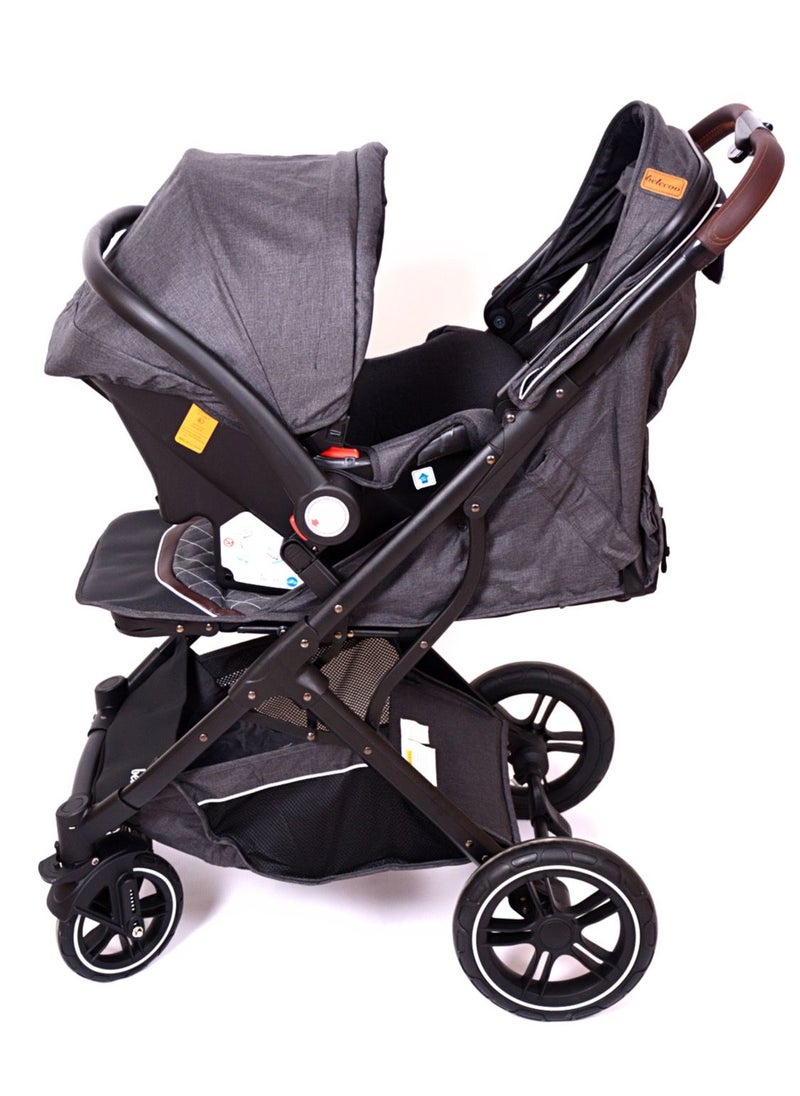 belecoo Beleco High Quality Stroller x7 Wheel Coach Big Hand Trolley (Boarding) Black Gold Frame  - Image 4