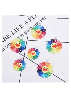 SYOSI Colorful Transparent Smiley Sunflower Charms Sun Flower Pendants Resin Sun Flower Pendants Charms Sun Sunflower Collection Crafts for DIY Bracelet Necklace Earring Keychain Making 50 Pcs  - Image 4