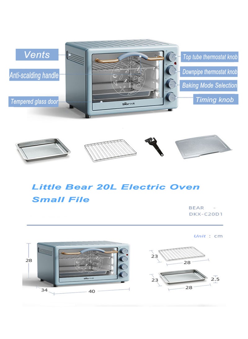 20L Mini Electric Portable Toaster Oven With Built-In Light 3Layer Small Automatic Home Baking Independent Temperature Control Convection Countertop Oven(3Pin Au/Cn Plug)