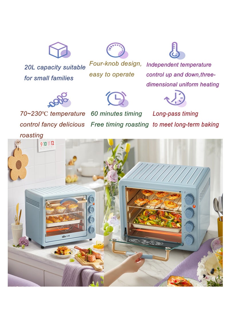 20L Mini Electric Portable Toaster Oven With Built-In Light 3Layer Small Automatic Home Baking Independent Temperature Control Convection Countertop Oven(3Pin Au/Cn Plug)