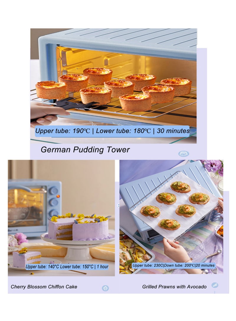 20L Mini Electric Portable Toaster Oven With Built-In Light 3Layer Small Automatic Home Baking Independent Temperature Control Convection Countertop Oven(3Pin Au/Cn Plug)