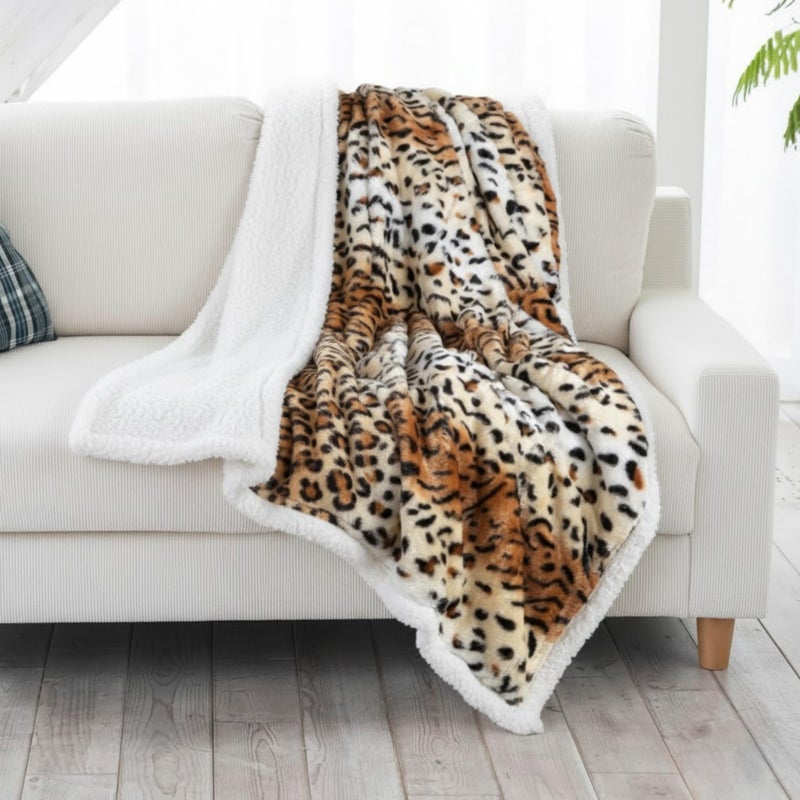 Lavish Home Fleece Sherpa Throw Blanket - Ultra Soft Plush Bed, Sofa or Couch 50" x 60" Tiger Set of 1 - Image 1