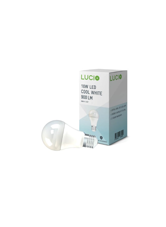 Lucio 6500K 10W E27 LED Bulb Cool White 12.4 x 6.2 x 6.2 cm 3897625276005 - Image 1