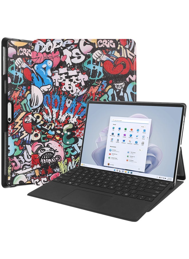 For Microsoft Surface Pro11/10/9 Commercial Tablet Computer Keyboard Leather Case 2024 New-Color:Graffiti-Applicable Model:Surface Pro11/10/9  - Image 1