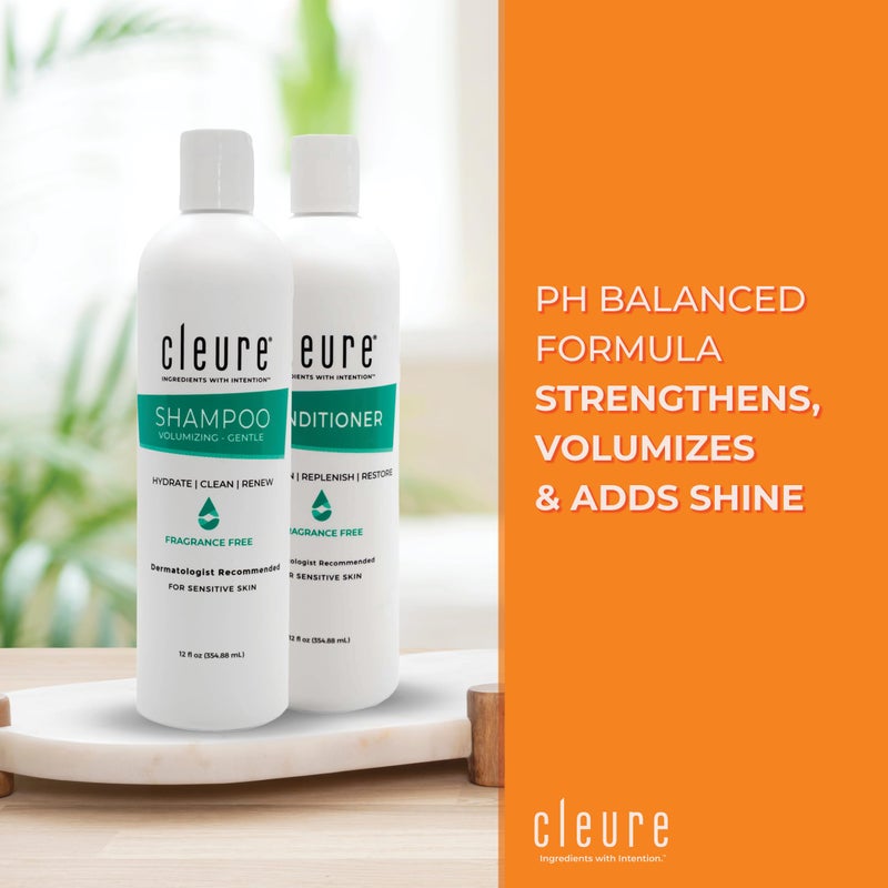 Cleure Hypoallergenic Volumizing Shampoo for Sensitive Skin - Fragrance Free, SLS Free & Paraben Free (12 oz, Pack of 1) - Image 2