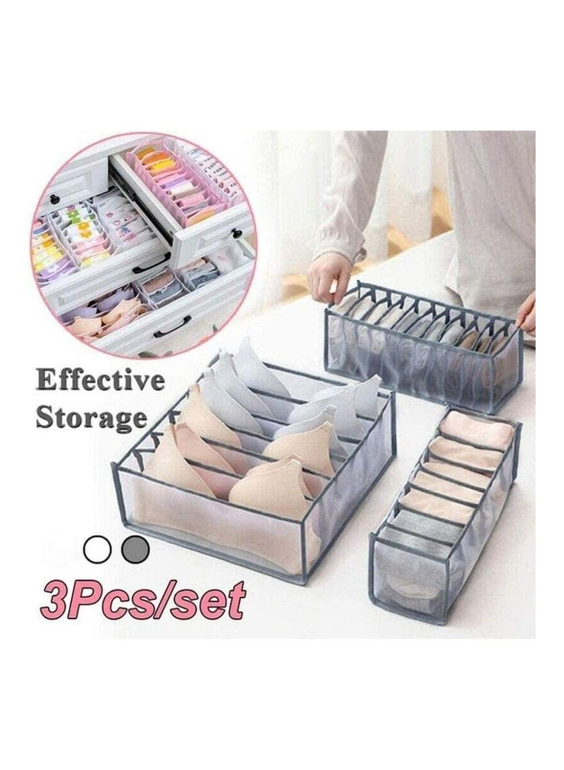SYOSI Underwear Storage Organizer 3Pcs Drawer Organiser Foldable Storage Box Compartment Multi Grid Cabinet Divider Box for Organizing Bras SocksTies Belts - Image 3
