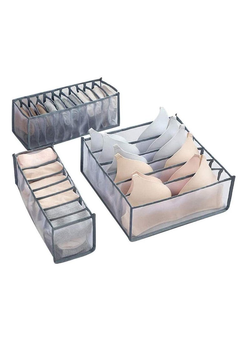 SYOSI Underwear Storage Organizer 3Pcs Drawer Organiser Foldable Storage Box Compartment Multi Grid Cabinet Divider Box for Organizing Bras SocksTies Belts - Image 1