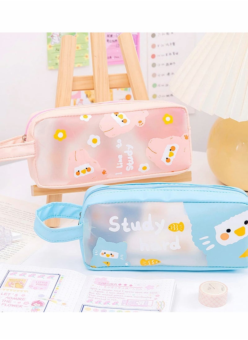 بيوينتي Transparent Pencil Case Makeup Pouch with Zipper for Cosmetics Storage  - Image 5