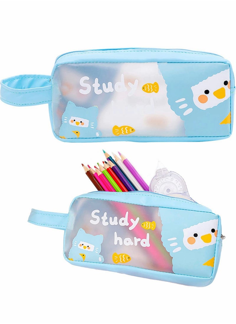 بيوينتي Transparent Pencil Case Makeup Pouch with Zipper for Cosmetics Storage  - Image 1