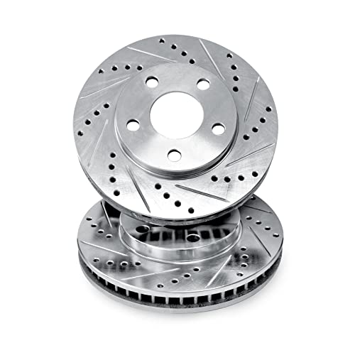 R1 Concepts eLINE Series Front Drilled and Slotted Brake Rotors Compatible For 1995-2000 Lexus LS400 - Image 1