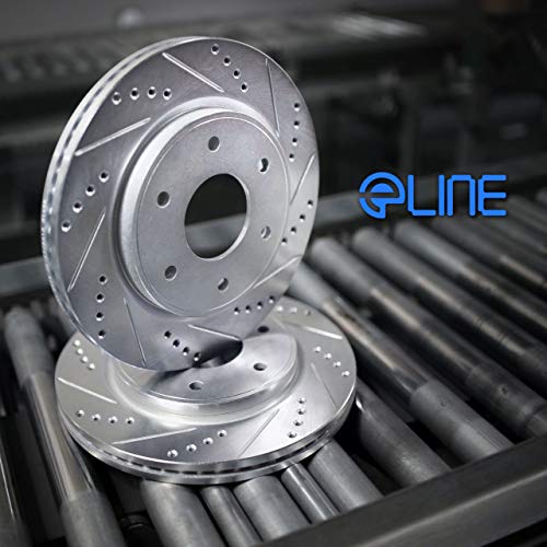 R1 Concepts eLINE Series Front Drilled and Slotted Brake Rotors Compatible For 1995-2000 Lexus LS400 - Image 2