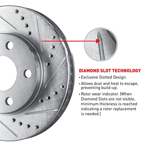 R1 Concepts eLINE Series Front Drilled and Slotted Brake Rotors Compatible For 1995-2000 Lexus LS400 - Image 4