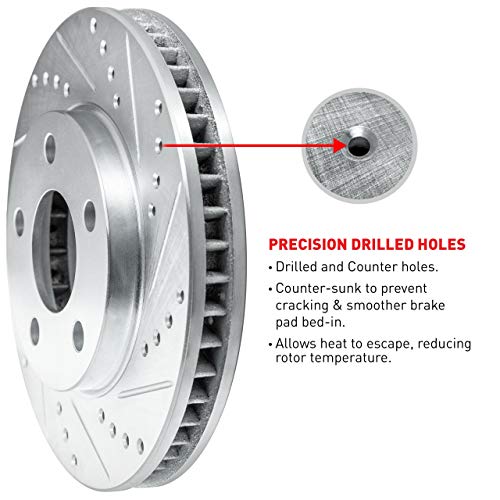 R1 Concepts eLINE Series Front Drilled and Slotted Brake Rotors Compatible For 1995-2000 Lexus LS400 - Image 3