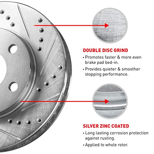 R1 Concepts eLINE Series Front Drilled and Slotted Brake Rotors Compatible For 1995-2000 Lexus LS400 - Image 5