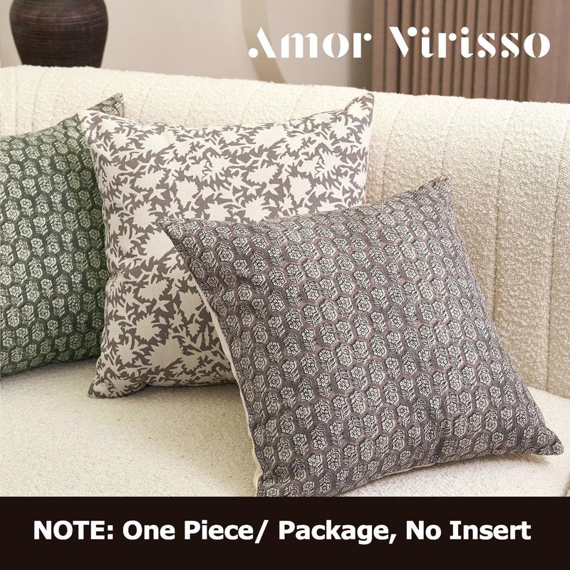 Amor Virisso Floral Pillow Covers 20x20 Farmhouse Neutral Decorative Pillow Covers for Couch Accent Sofa Pillows 1PC, Light Taupe - Image 4