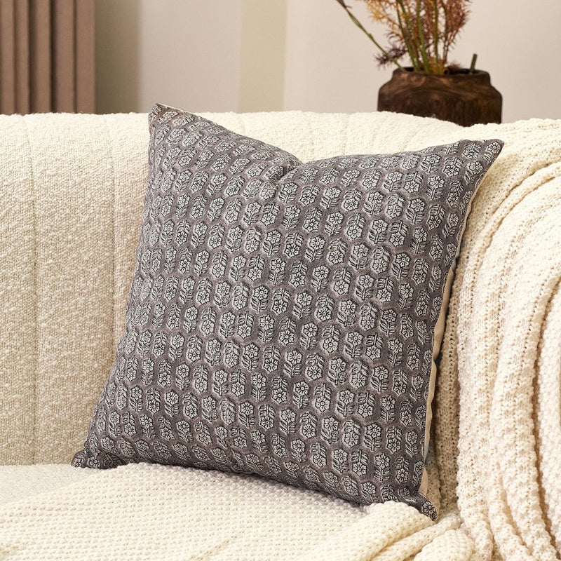 Amor Virisso Floral Pillow Covers 20x20 Farmhouse Neutral Decorative Pillow Covers for Couch Accent Sofa Pillows 1PC, Light Taupe - Image 1