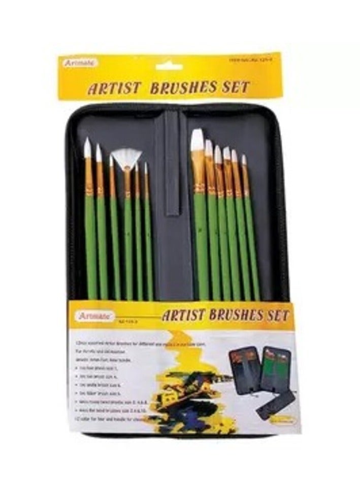 Artmate Artist Brushes (assorted) - Set Of 12 Pieces