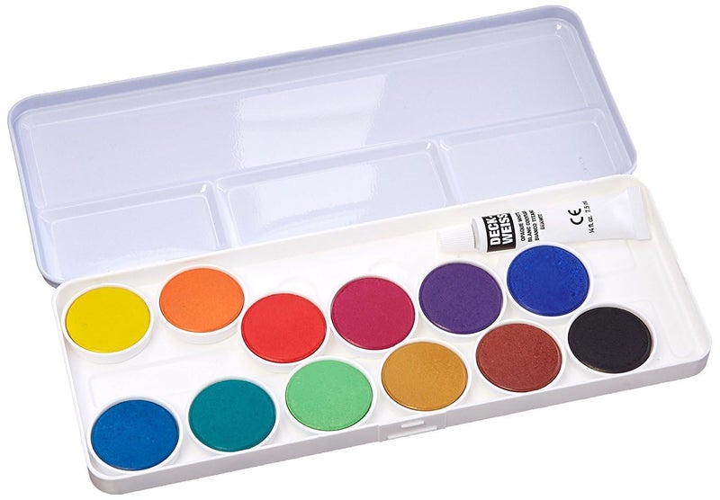 Talens Opaque Watercolors Metal Tin Set of 12 Round Pans