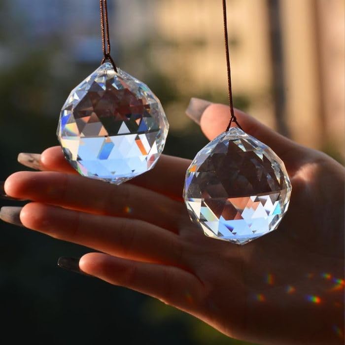 Abaj Lighting 40 mm Clear Crystal Ball Decorative Fengshui Clear Crystal Hanging Ball for Good Luck Prosperity 40 mm Pack of 1 - Image 3