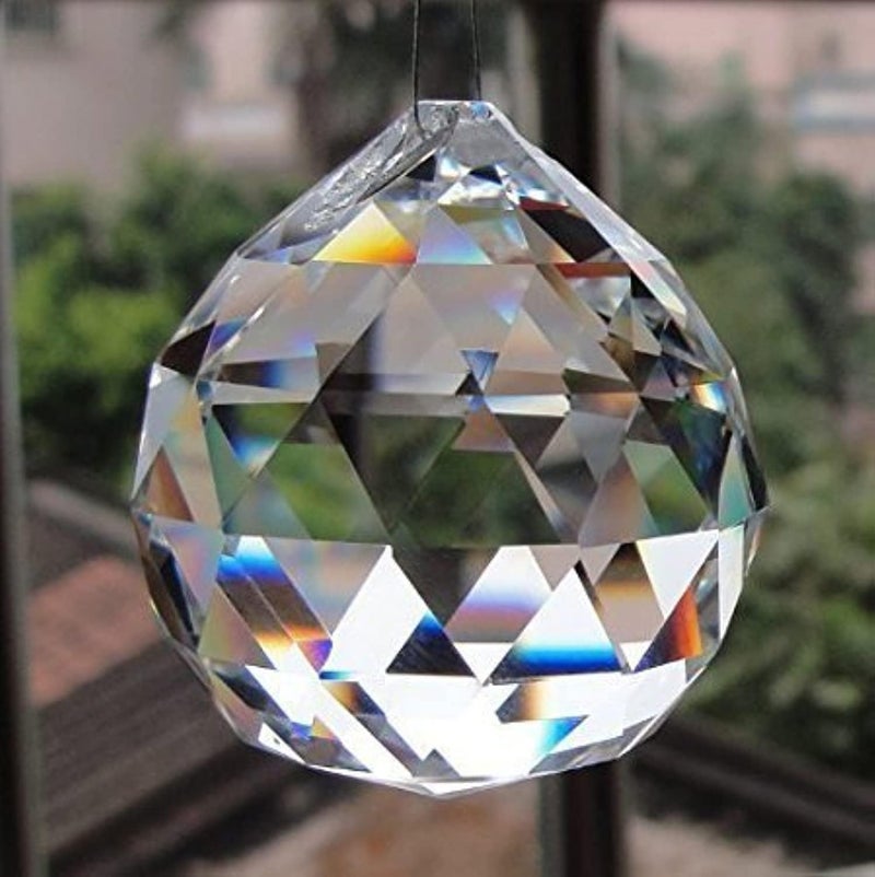 Abaj Lighting 40 mm Clear Crystal Ball Decorative Fengshui Clear Crystal Hanging Ball for Good Luck Prosperity 40 mm Pack of 1 - Image 1