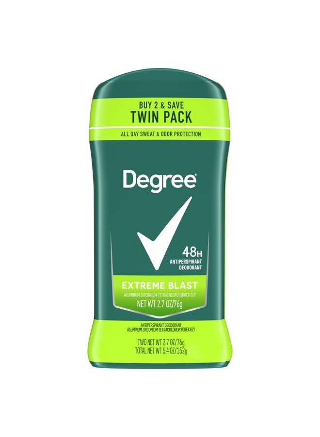Degree Men Original Protection Antiperspirant Deodorant, Extreme Blast, 2.7 oz, 2 count - Image 1