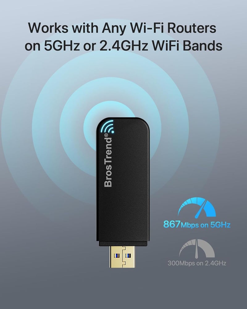 BrosTrend Linux USB WiFi Adapter AC1200 for Ubuntu Kali Mint Debian Kubuntu Mate Zorin PureOS Raspberry Pi Windows etc. Linux Compatible WiFi Adapter Wireless Dual Band 5GHz 867Mbps + 2.4GHz 300Mbps - Image 3
