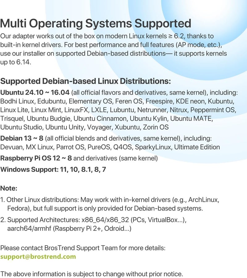 BrosTrend Linux USB WiFi Adapter AC1200 for Ubuntu Kali Mint Debian Kubuntu Mate Zorin PureOS Raspberry Pi Windows etc. Linux Compatible WiFi Adapter Wireless Dual Band 5GHz 867Mbps + 2.4GHz 300Mbps - Image 2