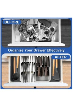 XiuWoo Large Capacity Multifunctional Adjustable Expandable Kitchen Cutlery Drawer Trays, Closet Storage organizer and Kitchen Utensil Knife Storage Holder for Storing Utensils  - Image 5