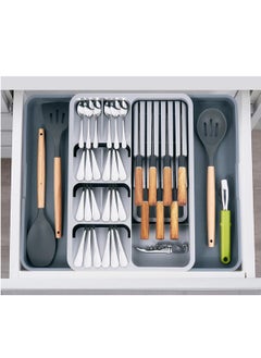 XiuWoo Large Capacity Multifunctional Adjustable Expandable Kitchen Cutlery Drawer Trays, Closet Storage organizer and Kitchen Utensil Knife Storage Holder for Storing Utensils  - Image 1