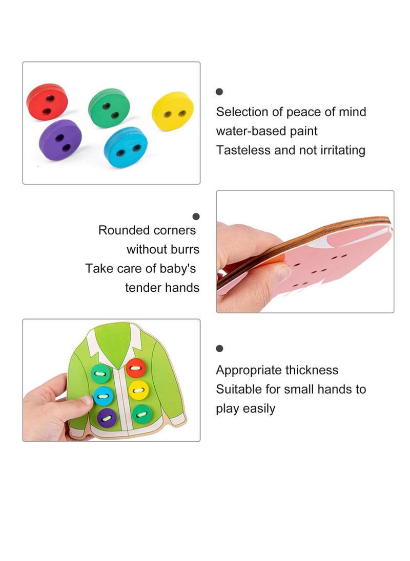 SUNSAR Wooden Clothes Lacing Toys, Montessori Toy Fine Motor Skill Threading Game, Sewing Button Lacing Card Game, Preschool Early Development Educational Toy  - Image 5