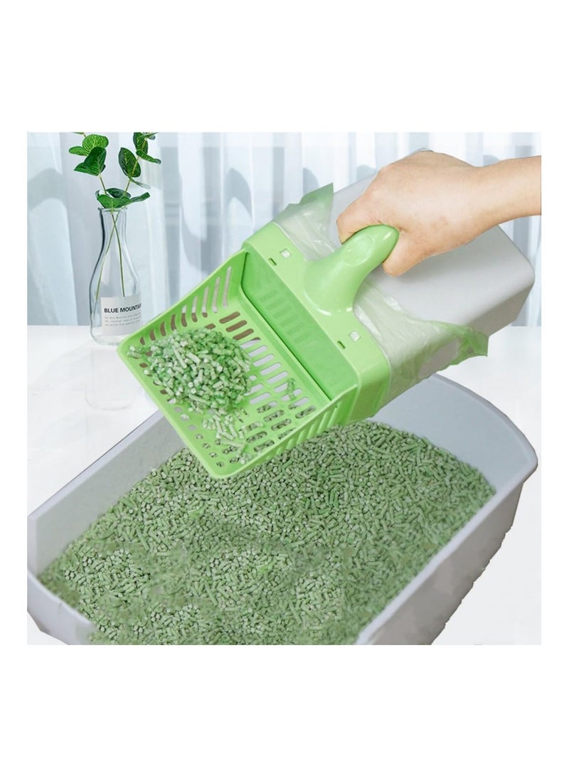 SYOSI Scooper Cat Litter Sifter, Detachable Deep Shovel Holder with Extra Waste Bags, Mess Free Cat Litter Scoop to Bag Waste Bin System, Portable Integrated Cat Litter Scooper, Blue - Image 4