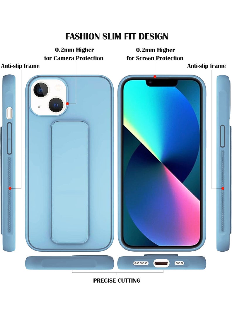 Case Up Compatible with Apple iPhone 14 Plus Case with Magnetic Stand & Holder, Premium Silicone Finger Grip Strap Holder Case Car Mount Kickstand Cover- Blue - Image 5