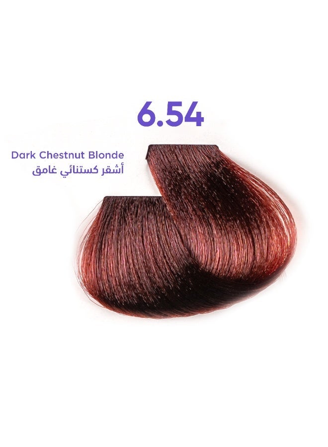 1B Hair Color Cream #6.54 Dark Chestnut Blonde – Permanent Warm Blonde Hair Dye with Tress Tones Tyrosine Complex | 100ml | Golden Chestnut Pigment | Long-Lasting Radiant Color for Dark Blonde to Light Brown Hair - Image 1