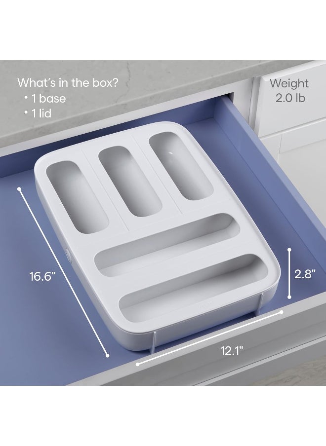 YouCopia - YouCopia StoraBag Plastic Sandwich Bag Organizer for Kitchen Storage, 5-Slot, White - Image 1