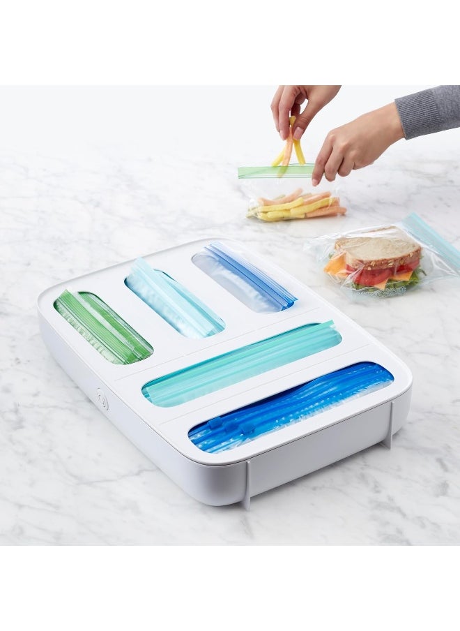 YouCopia - YouCopia StoraBag Plastic Sandwich Bag Organizer for Kitchen Storage, 5-Slot, White - Image 1