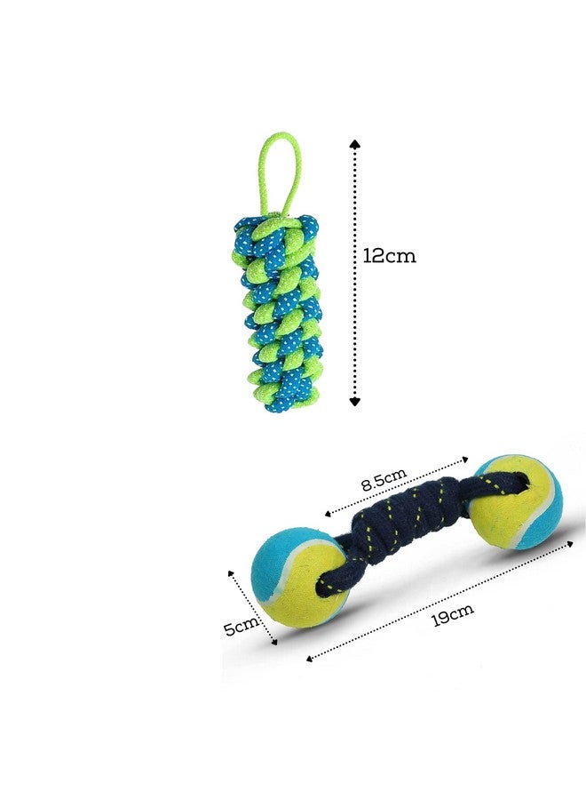 مجموعة ألعاب المضغ المصنوعة من حبل قطني متين - حبل تنس مزدوج - حبل عصا الذرة (قد يختلف اللون) | المضغ والتسنين والتدريب للكلاب والجراء الصغيرة والمتوسطة الحجم - Image 3
